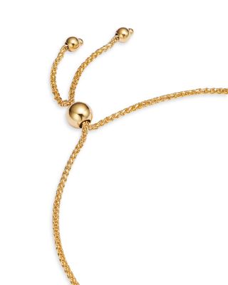 14K Yellow Gold Beaded Wheat Chain Bracelet  