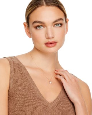 Cultured Pearl and Diamond Pendant Necklace in 14K Yellow Gold, 18"&nbsp;- Exclusive