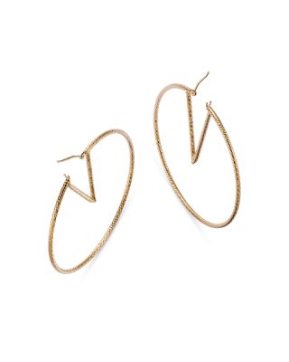 14K Yellow Gold V-Hoop Earrings 