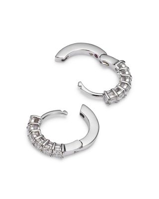 18K White Gold Small Hoop Earrings with Diamonds