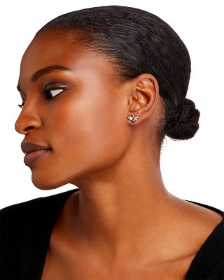 Black & White Diamond Bumble Bee Earrings in 14K Yellow Gold 