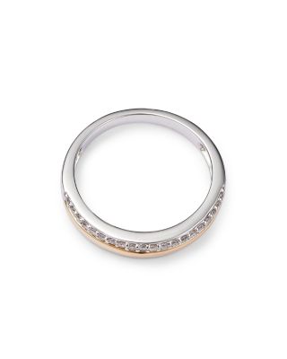 Diamond Double Row Band Ring in 14K Yellow and White Gold, 0.12 ct .t.w.&amp;nbsp;