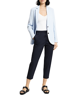 Theory Single Breasted Notch Lapel Casual Blazer In Breeze