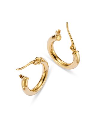 Small Tube Hoop Earrings in 14K Yellow Gold 