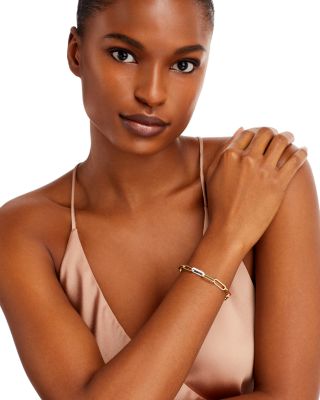 Diamond Paperclip Bracelet in 14K White & Yellow Gold, 0.70 tcw 