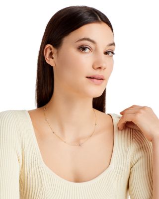 Diamond Station Necklace in 14K Yellow and White Gold, 0.60 tcw 