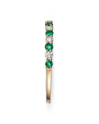 Emerald & Diamond Stacking Ring in 14K Yellow Gold 