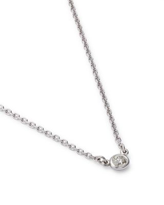 Diamond Bezel Solitare Necklace in 14K White Gold, 0.05 tcw - 100% Exlcusive