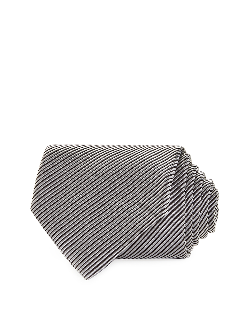David Donahue Stripe Silk Tie In Black/white