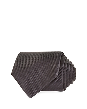 Shop David Donahue Corded Weave Silk Tie In Charcoal