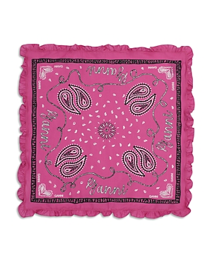 Ganni Spotted Bandana-pailsey Print Bandana In Pink