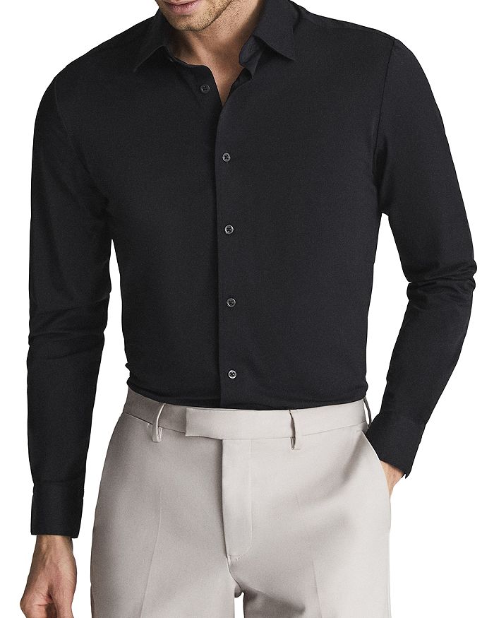 REISS Voyager Stretch Performance Solid Regular Fit Button Down Travel