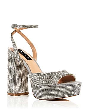 Aqua Women's Lesly Ankle Strap High Heel Sandals In Silver Fabric