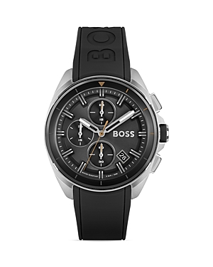 Hugo Boss Black-dial Chronograph Watch With Black Silicone Strap Men's Watches In Black