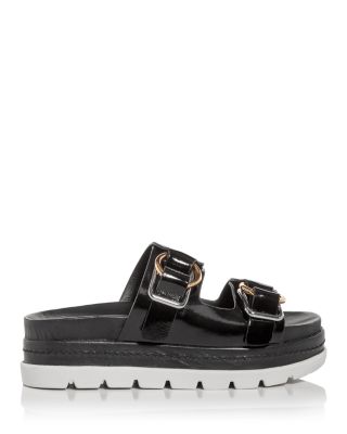 black platform slide sandals