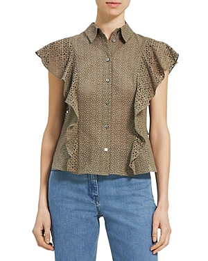 Theory Ruffled Nova Top In Willow