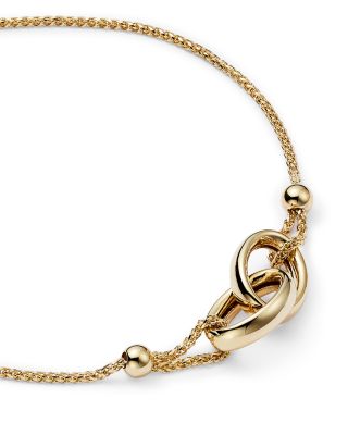 14K Yellow Gold Double Oval Wheat Chain Bracelet 