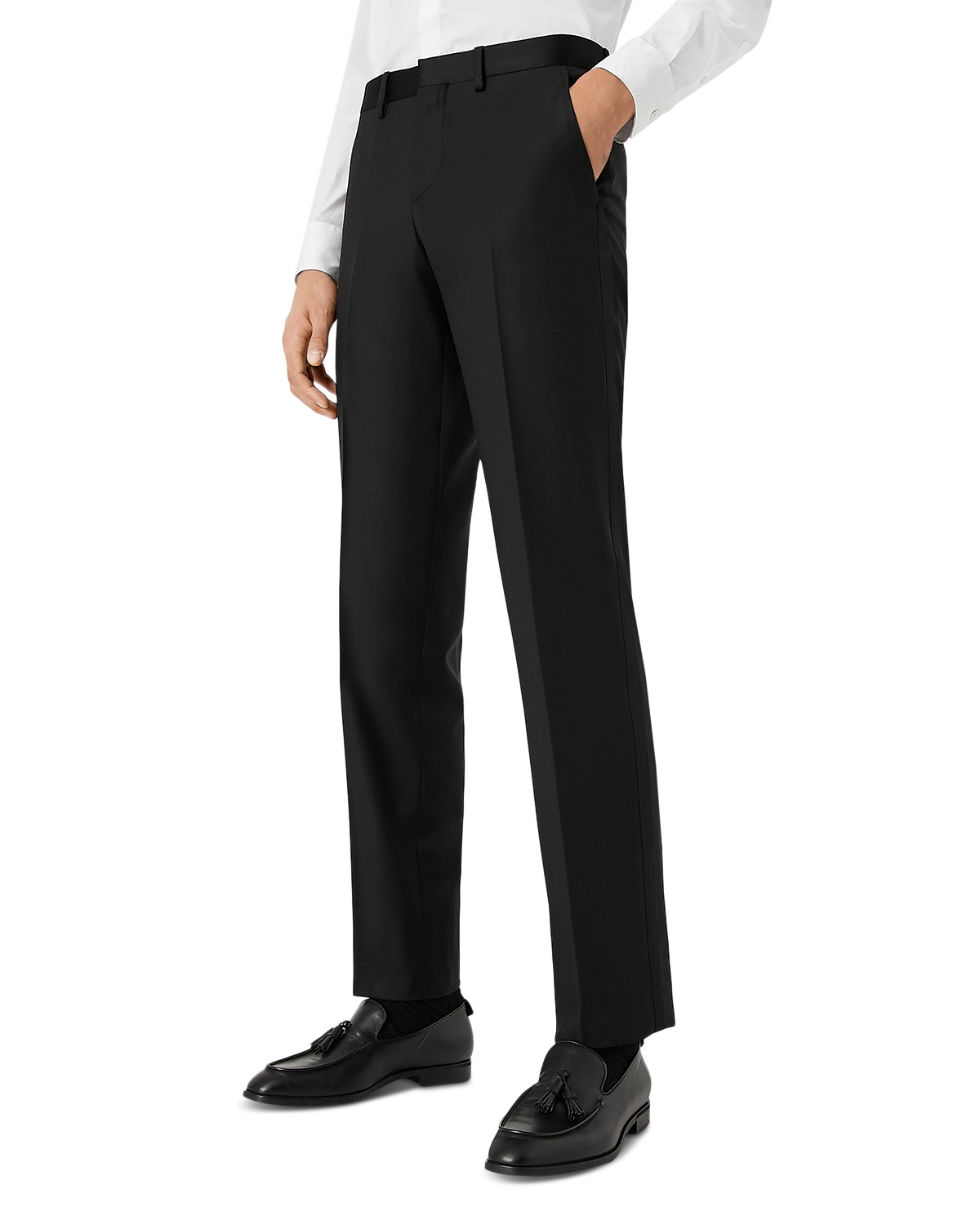 Emporio Armani Essential David Line Slim Fit Tuxedo Pants in Black