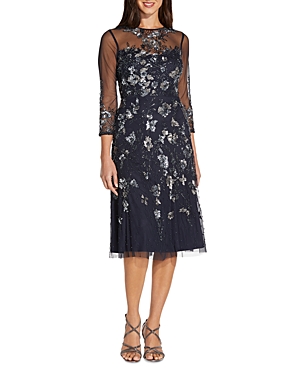 Adrianna Papell Embellished Cocktail Dress In Midnight
