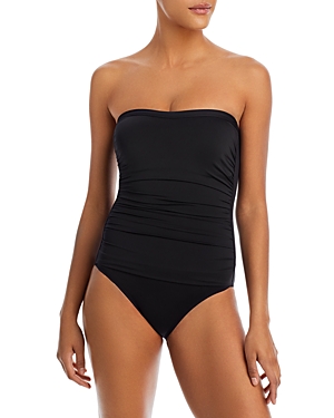 Tommy Bahama Pearl Shirred Bandeau One Piece Swimsuit