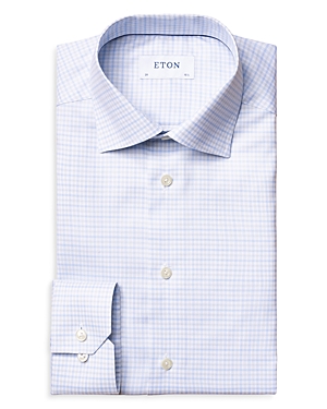 Eton Contemporary Fit Check Twill Shirt In Gray