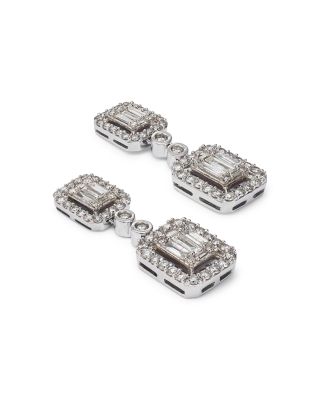Diamond Mosaic Drop Earrings in 14K White Gold, 2.0 tcw 