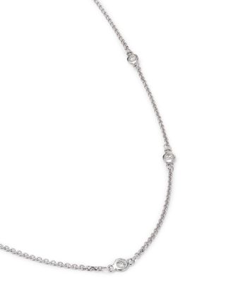 Diamond Station Necklace in 14K White Gold, .30 tcw 