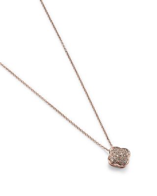 Pav&eacute; Diamond Clover Pendant Necklace in 14K Rose Gold, 0.08 tcw 