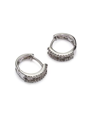 Diamond Baguette Hoop Earrings in 14K White Gold, 0.25 tcw 