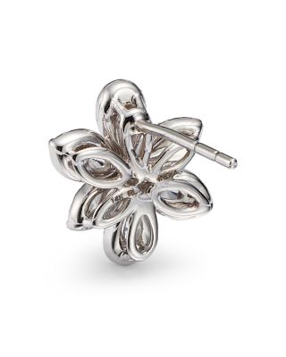 Marquis, Pear & Round Cut Diamond Flower Stud Earrings in 14K White Gold, 1.0 tcw 