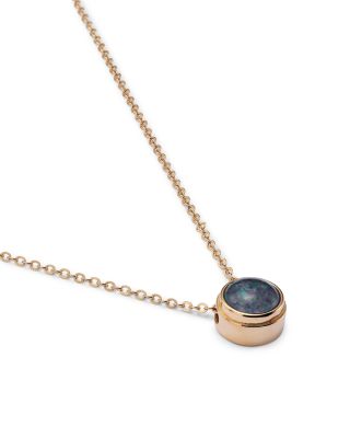 Black Opal Bezel Set Pendant Necklace in 14K Yellow Gold, 17"&nbsp;