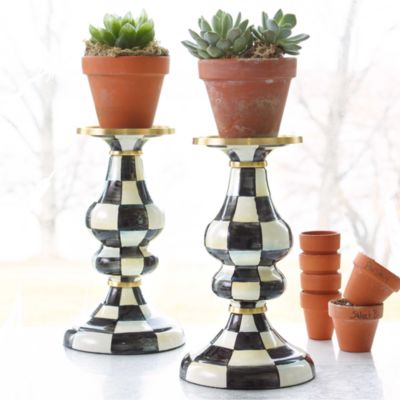 Courtly Check&reg; Enamel Pillar Candlestick, Medium