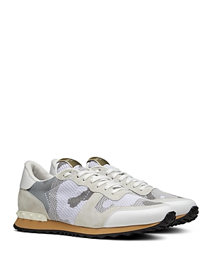 Valentino Men's Rockrunner Camouflage Sneakers In White Multi