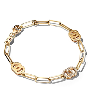 Roberto Coin 18k Yellow Gold Double O Paperclip Link Bracelet With Diamonds - 150th Anniversary Exclusive