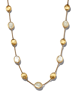 Shop Marco Bicego 18k Yellow Gold Siviglia Mother Of Pearl Beaded Station Necklace, 16.5 - 150th Anniversary Exclusive In White/gold