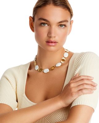 18K Yellow Gold Lunaria Howlite Petal Necklace, 17.75&amp;quot; - 150th Anniversary Exclusive