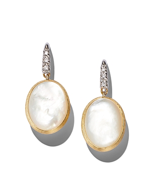 Marco Bicego 18K Two Tone Gold Siviglia Diamond & Mother Of Pearl Drop Earrings - 150th Anniversary 