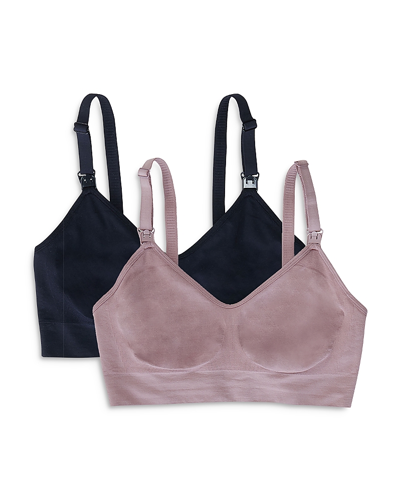 Ingrid & Isabel 2-in-1 Maternity Nursing Pumping Bra 2-pack Bundle In Black/mauve