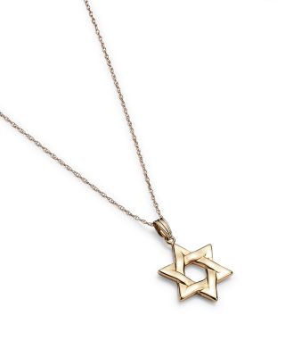 Star of David Pendant Necklace in 14K Yellow Gold, 18" 