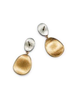 18K Yellow & White Gold Lunaria Diamond Double Drop Earrings