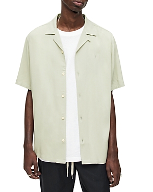 Allsaints Venice Relaxed Fit Ramskull Camp Shirt In Bleach Sage