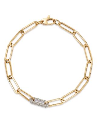 Bloomingdale's Fine Collection - Diamond Paperclip Bracelet in 14K White & Yellow Gold, 0.60 tcw
