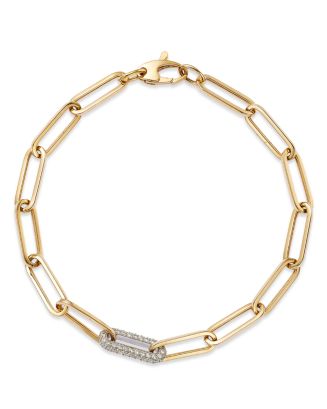 Bloomingdale's Diamond Paperclip Bracelet in 14K White & Yellow Gold, 0 ...