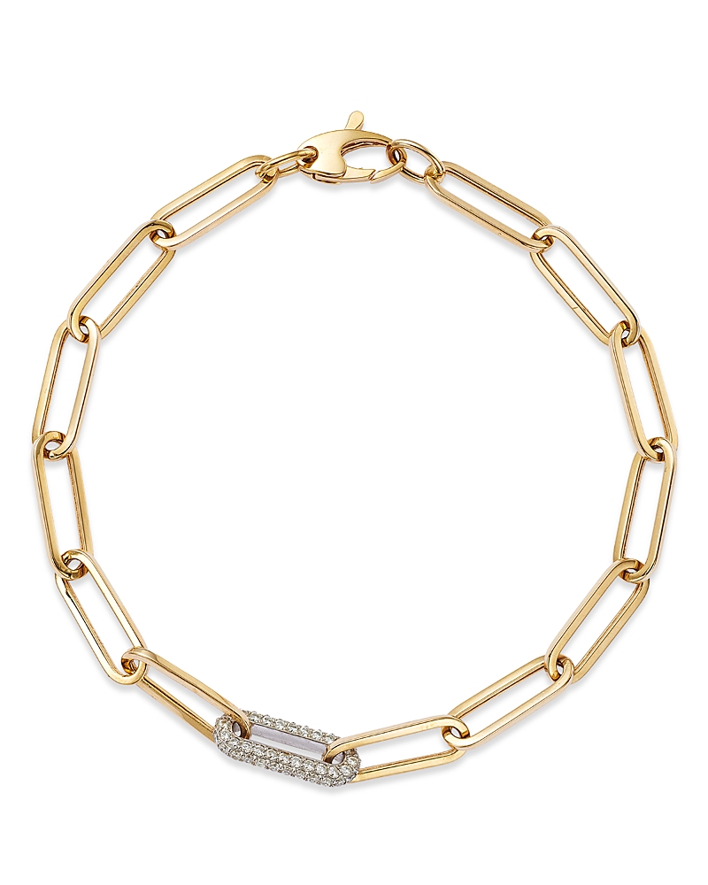 Bloomingdale's Fine Collection Diamond Paperclip Bracelet in 14K White & Yellow Gold, 0.60 tcw