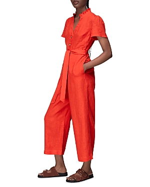 Shop Whistles Emmie Linen Jumpsuit In Red
