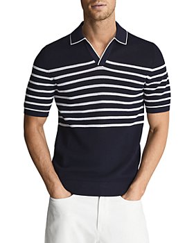 REISS - Admiral Stripe Pointelle Polo Shirt