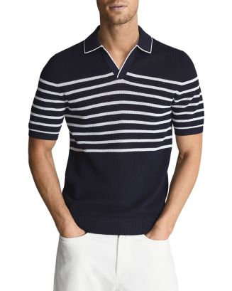 REISS Admiral Stripe Pointelle Polo Shirt | Bloomingdale's