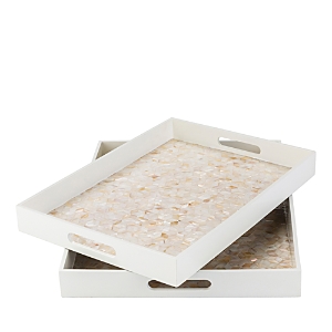Shop Surya Alessandra Mother Of Pearl Base Tray, Set Of 2 In White