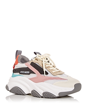 Steve Madden Women's Possession Chunky Lace-up Sneakers In Gray Multi