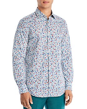 Mens Dress Shirt Slim Fit Floral Print Long Sleeve Casual Button Tee T-Shirt Tops Blouse Pullover Jumper Sweatshirts 